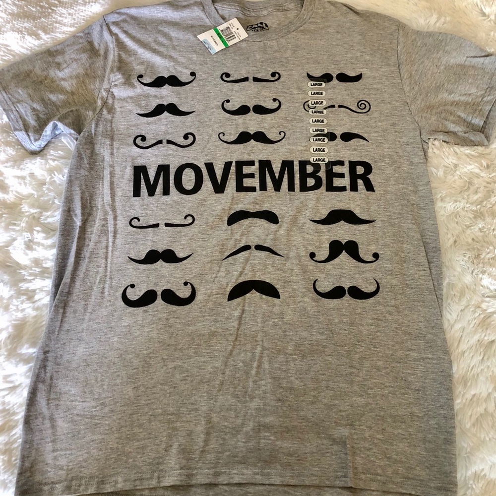 🇺🇸 Gray “Movember” T-Shirt, Sz Large